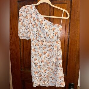 Hello Molly Asymmetrical Floral Dress - White and Orange